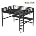 thumbnail image 3 of Tcbosik Loft Bed Queen Size with Desk, Charging Station and LED Lights, Bed Frame with Ladder & Safety Guardrail, Metal Slats Support, Space Saving, Black, 3 of 8