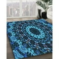 thumbnail image 3 of Ahgly Company Machine Washable Indoor Round Transitional Deep-Sea Blue Area Rugs, 8' Round, 3 of 7