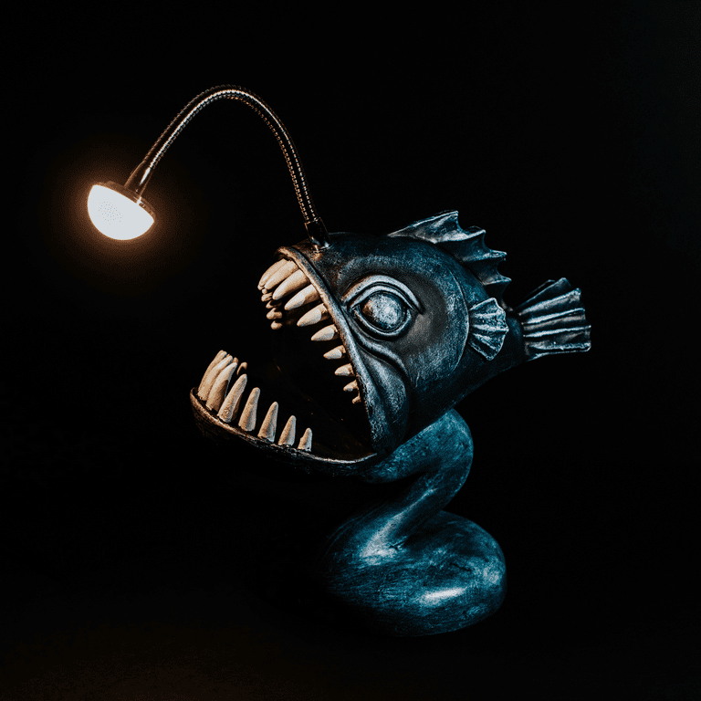 Angler Fish Lamp, Lantern Fish Light, 10.5 x 10 x 5 Gothic Desk Lamp,  Steampunk Style Table Lamp, LED Night Light, Book Lights, Industrial  Creative