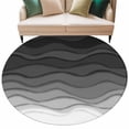 thumbnail image 2 of Black Ombre Stripes Round Area Rug 6 FT, Non Slip Bedroom Rugs, Modern Abstract Sea Waves Spray Art Washable Soft Circular Carpet Non-Shedding Floor Mat for Kitchen Dining Room Home Office Kids Room, 2 of 8
