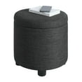 thumbnail image 2 of Designs4Comfort Round Accent Storage Ottoman with Reversible Tray Lid, Dark Charcoal Gray Fabric, 2 of 7