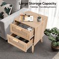thumbnail image 6 of RichYa Rattan Nightstand Set of 2, Side Tables with 2 Storage Drawers, End Table Night Stand for Bedroom,Kids Room, 6 of 12