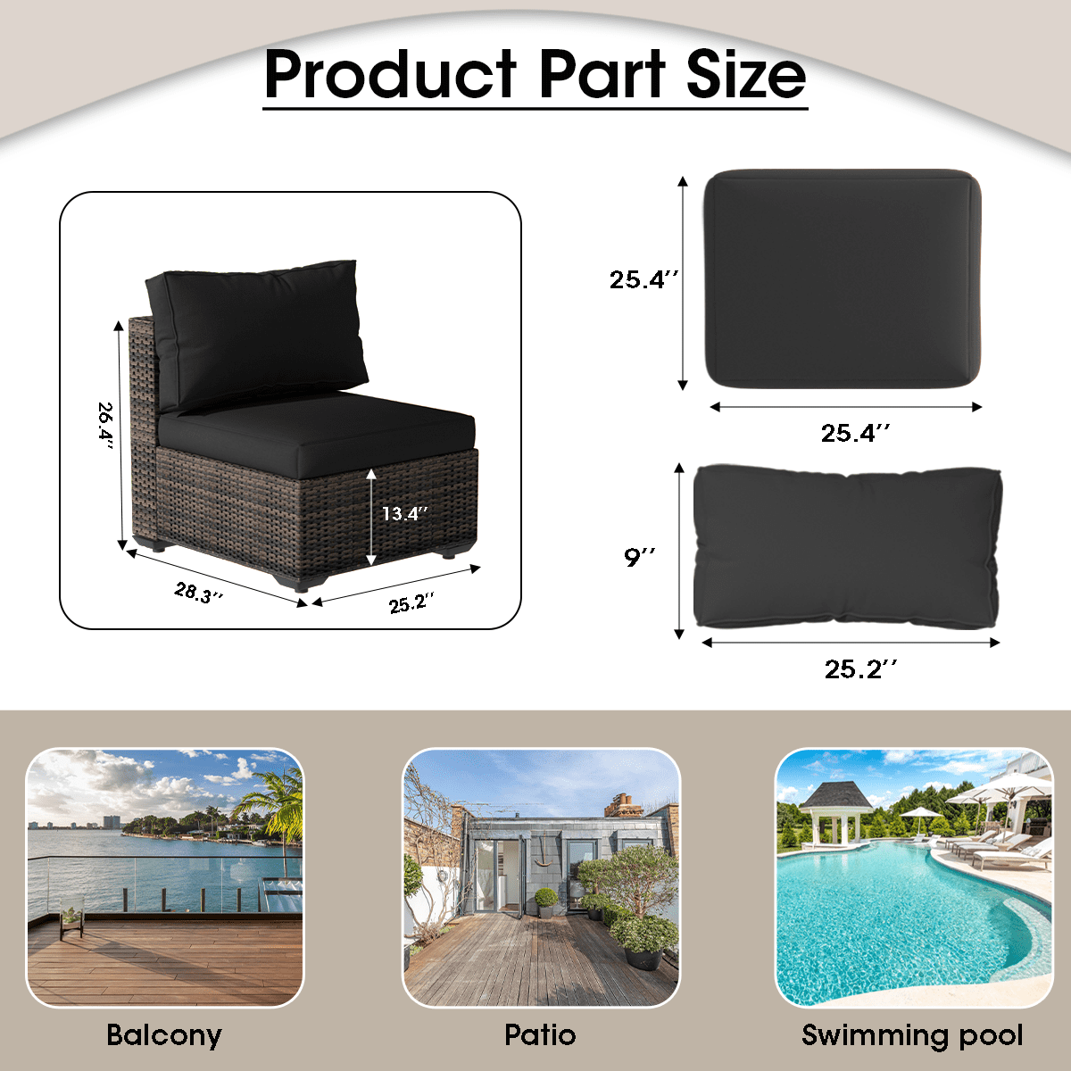 Gaildon 7 Piece Patio Furniture Set with Fire Pit Table, All Weather Outdoor Sectional PE Rattan, Patio Conversation Sets with Cushions and Glass Coffee Table for Garden Lawn Balcony Porch Deck,Black