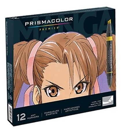 Prismacolor Premier Double-Ended Art Markers, Fine and Chisel Tip, Manga Colors, 12 Pack