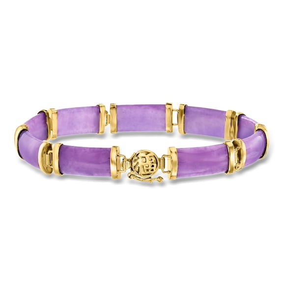 Ross-Simons Purple Jade Chinese Symbol Bracelet in 18kt Gold Over Sterling, Women's, Adult