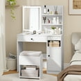 thumbnail image 3 of Patiojoy Vanity Desk with Mirror & Lights Makeup Dressing Table w/Cushioned Storage Stool & Power Outlets White, 3 of 10