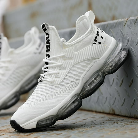 

Men s Woven Knit Breathable Sneakers With Air Cushion Comfy Non Slip Lace Up Shoes For Men s Outdoor Activities