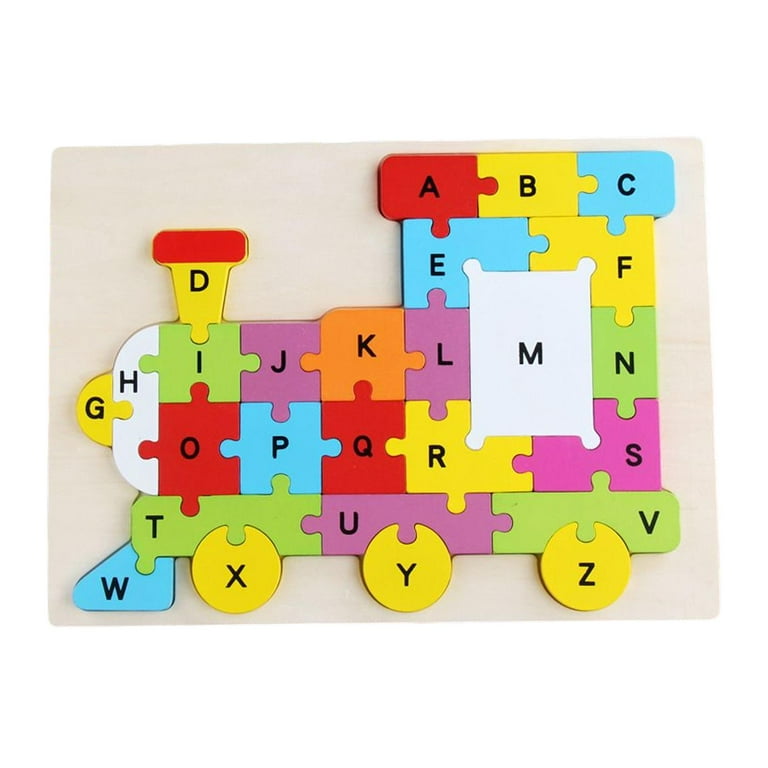 Cartoon ABC Puzzles Block Toy ABC Animal Puzzle Assembly Ability Traning Memory Alphabet Jigsaw Puzzle for Preschool Toys Kids Party Favors Bear, Size