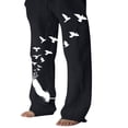 thumbnail image 4 of FASHIONWT Men Plus Size Bird Print Trousers Waist Drawstring Trousers Splicing Pocket Trousers Casual Full Length Trousers, 4 of 6