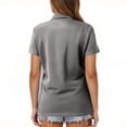 thumbnail image 6 of Nestiefly Cotton Polo Shirts for Women Cute Short Sleeve Casual Henley Tops Lightweight Golf Shirts Dressy Work Tunic Blouses Gray M, 6 of 6
