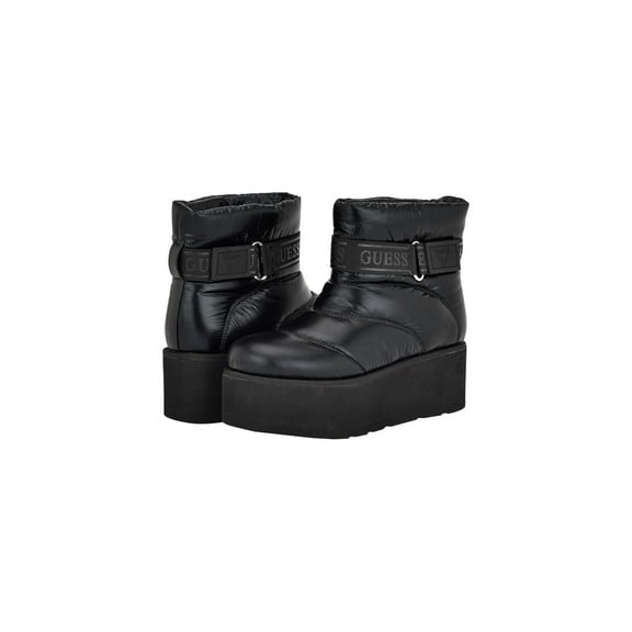 GUESS Womens Black Puffer Ankle Strap Padded Quilted Jilona Round Toe Platform Winter Boots 7.5 M