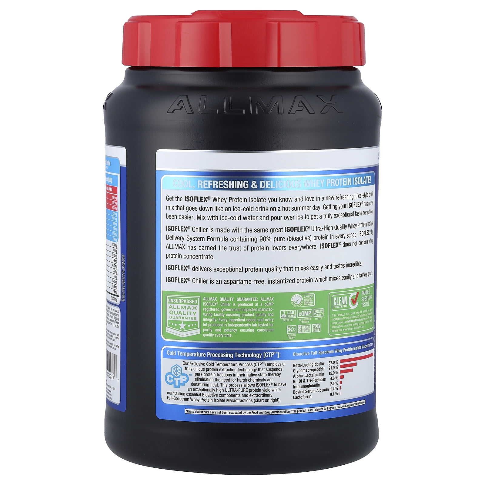 ALLMAX ISOFLEX® Chiller, Whey Protein Isolate, Citrus Peach Sensation, 2 lbs (907 g)