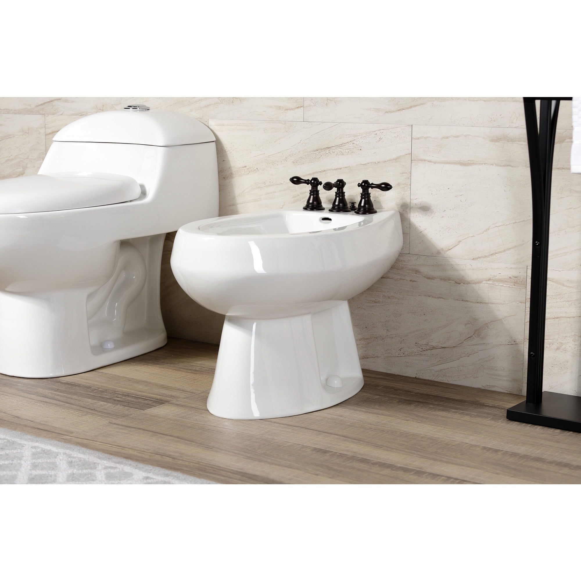 Kingston Brass KB325ACL American Classic Three-Handle Bidet Faucet with Brass Pop-Up, Oil Rubbed Bronze