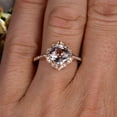 thumbnail image 2 of 1.5 Carat Princess Cut Pink Morganite Engagement Ring On 10k Rose Gold Wedding Ring Art Retro Vintage Looking, 2 of 5