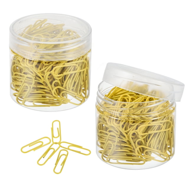 Unique Bargains Paper Clips 1.1 Inch Vinyl Coated with Box for Office Home Yellow Count 400