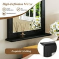 thumbnail image 4 of SAZYY Bathroom Mirror with Shelf - 27" x 22.5" Wall Mirror Over Bathroom Sink, Wooden Frame Modern Rectangular Hanging Vanity Makeup Mirrors for Washroom, Entryway, Black, 4 of 10