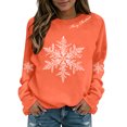 thumbnail image 2 of Christmas Sweatshirts for Women Snowflake Crewneck Long Sleeve Pullover Sweatshirts Holiday Festive Loose Fit Casual Sweatshirts, L, 2 of 5