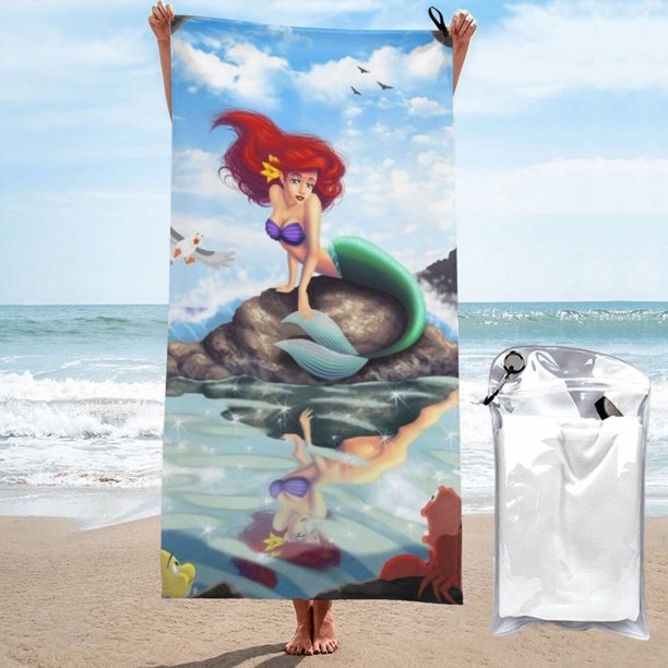 Toalla de baño Ariel, toalla de playa de microfibra de secado rápido, toalla de baño de gran tamaño a prueba de arena para adultos y niños, accesorios de playa para viajes y campamentos para adultos,