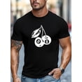 thumbnail image 2 of T-Shirt pour Homme, Simple et Stylé, Propre et Minimaliste, T-Shirt d'Été Décontracté à Col Rond à Manches Courtes pour Homme Motif Cerise et Boule de Billard,, 2 of 5