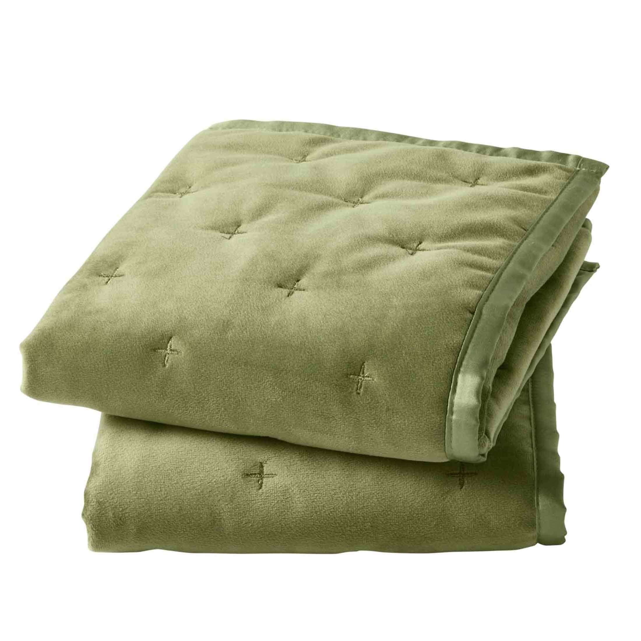 Better Homes & Gardens Dark Green Soft Velvet Embroidered Pillow Shams, Standard (2 Count)