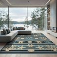 thumbnail image 2 of ODIKA 6'x9' Washable Area Rug Marine Starfish Seashell Coral Nautical Motifs Reef Border Striped Flowing for Family Room, Living Mater Bedroom, Non-Slip, Easy Care, 2 of 7