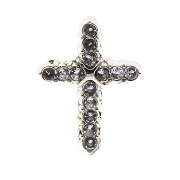 Rhinestone Cross Silver Lapel Pin Pkg of 12