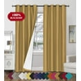 thumbnail image 2 of Faux Silk Blackout Curtains - 2-Panel Sets of 54x84 Room Darkening Black Out Curtains for Bedroom - Durable Thermal Insulated, Sun and Sound Blocking Dark Window Curtain - FS3, 84", Gold, 2 of 4