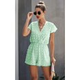 thumbnail image 4 of Women's Rompers-Summer Deep V Neck Wrap Floral Polka Dot Short Sleeve Beach Short Jumpsuit, 4 of 7