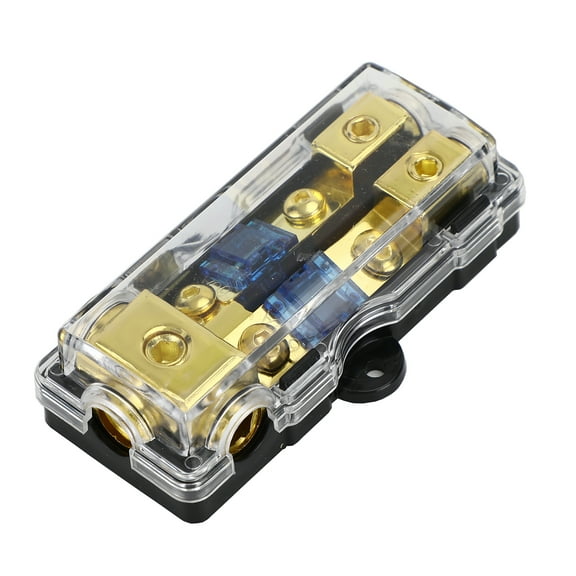 Motor Genic 2 Way Mini ANL Blade Fuse Block Holder, Copper 0/2/4 Gauge to 4/6/8 Gauge 60 Amp