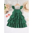 thumbnail image 3 of 2T Toddler Baby Girls Clothes Baby Girls Dress 2-3T Baby Girls Sleeveless Suspender Dress Layered Polka Dots Dress Green, 3 of 8