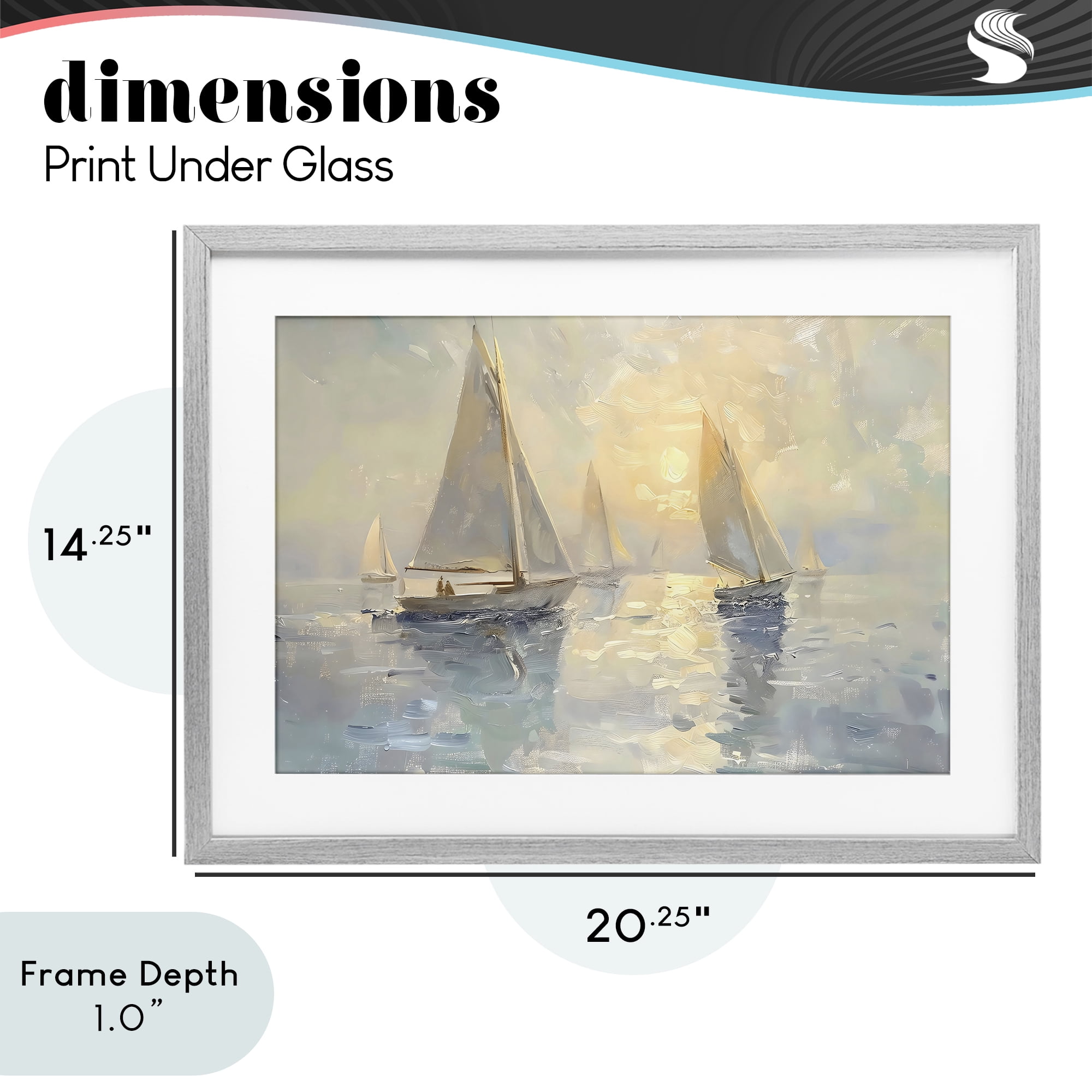 Stupell Industries Sunset Sailboats Glow Gray Framed Print Under Glass, design by Creative Studio