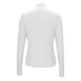 thumbnail image 4 of SwiftWear Women's Mock Neck Turtleneck Tops Ribbed Knit Ruffle Detail Long Sleeve Shirt Slim Fit Stretchable Base Layer Casual Tee, White, 4 of 7