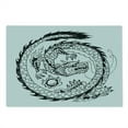 thumbnail image 2 of Dragon Cutting Board, Japanese Swirled Dragon Pattern Folk Heritage Illustration, Decorative Tempered Glass Cutting and Serving Board, Large Size, White and Black, by Ambesonne, 2 of 5