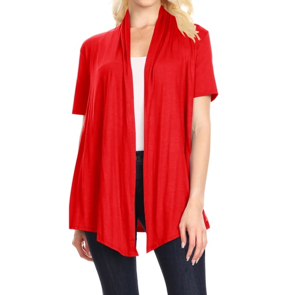 Women's Basic Short Sleeve Open Front Casual Comfy Office Work Wear Solid Cardigan