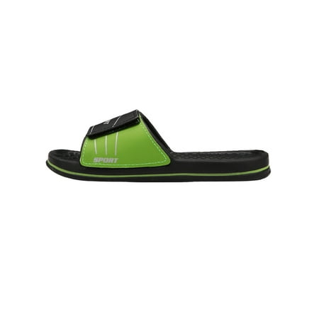 

Sanviglor Child Summer Beach Shoes Open Toe Slippers Slip On Slides Daily Non Durable House Shoe Quick Dry Flat Heels Black Green 7C- 8C