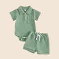 thumbnail image 2 of THDHVS Newborn Boy Outfits,Boys' Clothing Sets,Waffle Knit 2 Piece Set with Collared Short Sleeve Top and Shorts for Baby Boy Summer Casual Outfit 12-18 Months, 2 of 4