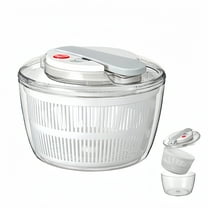 KYFIU Salad Spinner, Manual Lettuce Spinner, Vegetable and Fruit Dryer with Safety Lock, Fruit and Vegetable Washing Bowl with Strainer, White