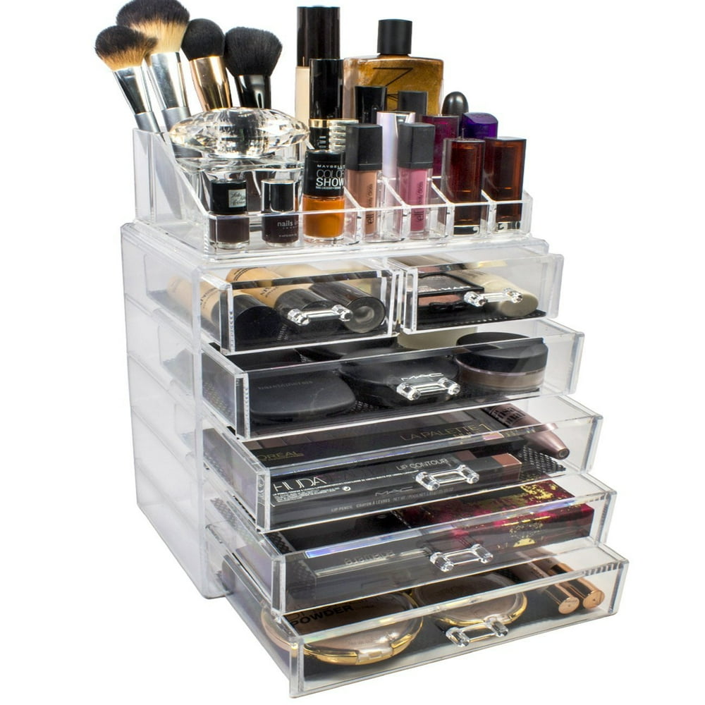 Sorbus Acrylic Cosmetics Makeup and Jewelry Storage Case Display Set