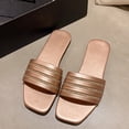 thumbnail image 4 of Zunfeo Slide Sandals for Women Summer Slip On Flat Sandals Casual Leather Beach Slipper New Arrivals Gold 6.5, 4 of 11