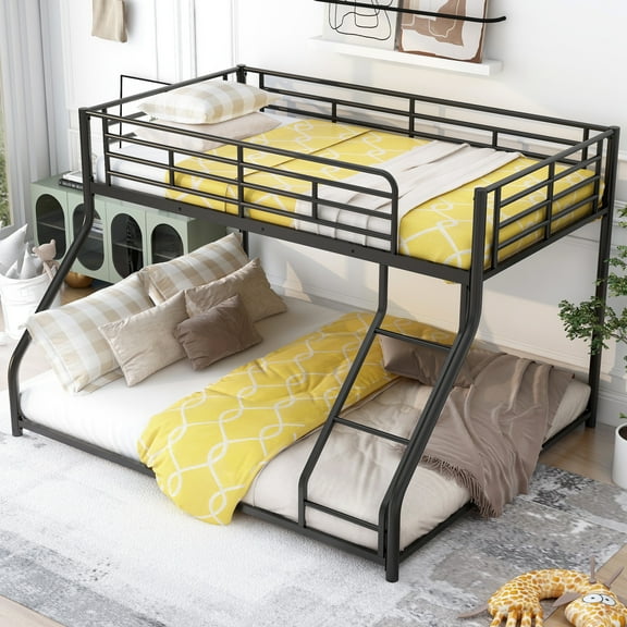 Triple Tree Teen Metal Twin XL-over-Queen Bunk Beds Black