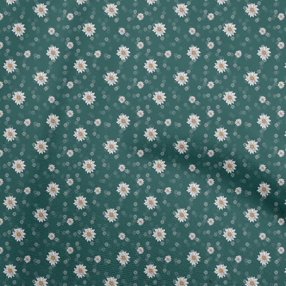 oneOone Viscose Chiffon Dark Teal Green Fabric Florals Sewing Material Print Fabric By The Yard 42 Inch Wide