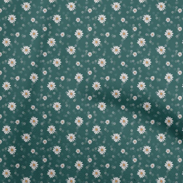oneOone Tissu en Velours Vert Sarcelle Foncé à Fleurs pour Robe Tissu Imprimé au Mètre 58 Pouces de Large