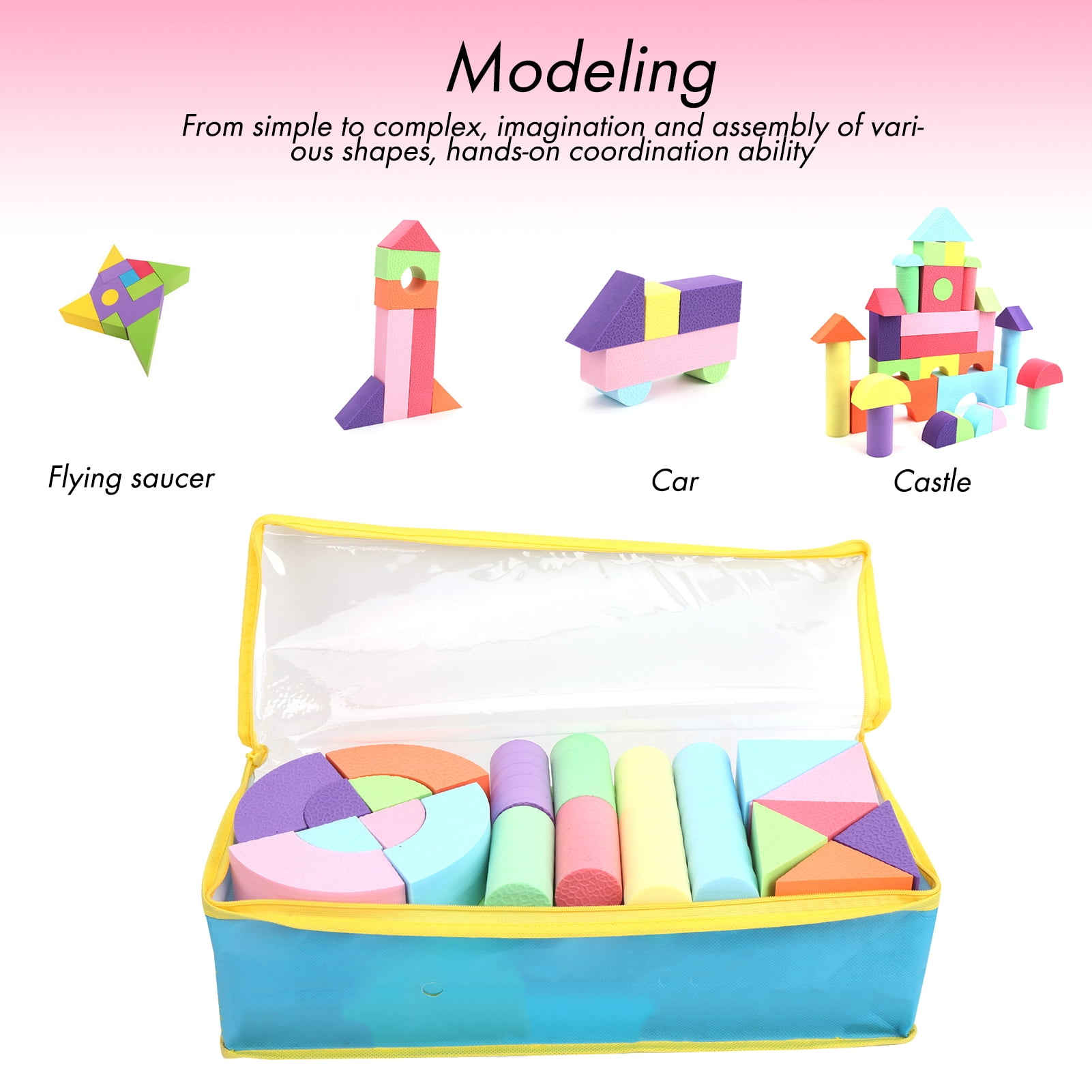 Foam Blocks For Toddlers, 52Pieces EVA Soft Stacking Building Blocks ...