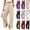 Beige, variant on Hulanddfd Women's Pants Solid Color Elastic Waist Side Slit Pocket Pants Army Green Size 2XL