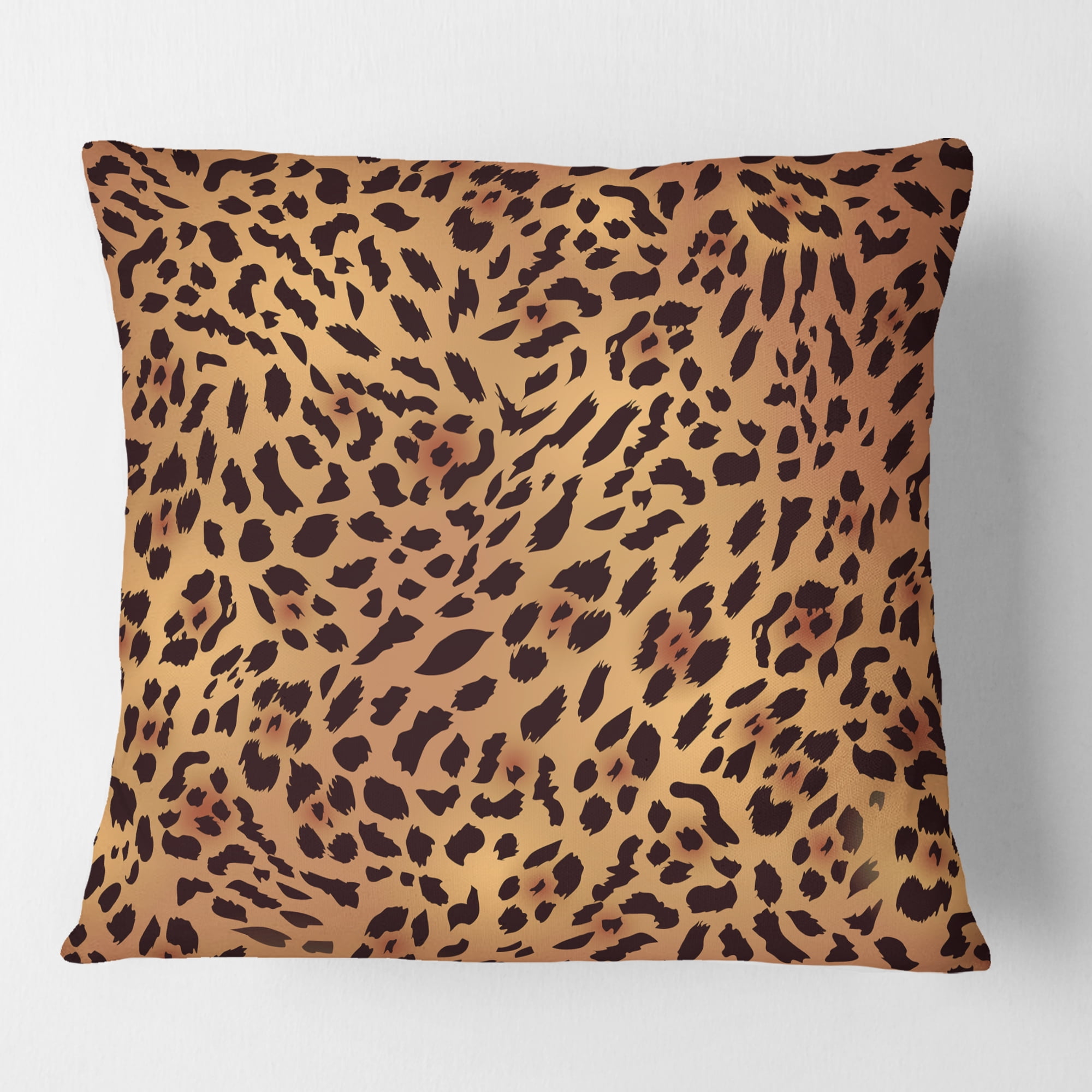 Designart Leopard Fur Safari III' Mid-Century Modern Throw Pillow - 18x18
