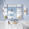 thumbnail image 6 of ANGELES HOME 36" x 36" Tri-View Aluminum Bathroom Medicine Cabinet and Open Shelf Set with Adjustable Glass Shelves, Copper-Free Mirror, Recessed or Surface Mount, 6 of 7