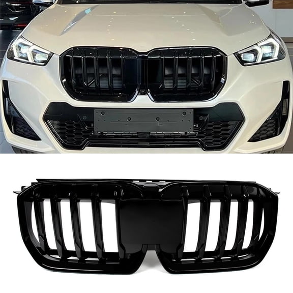 Gloss Black Front Bumper Kidney Grille Grill Fits For BMW X1 U11 U12 2023-2024