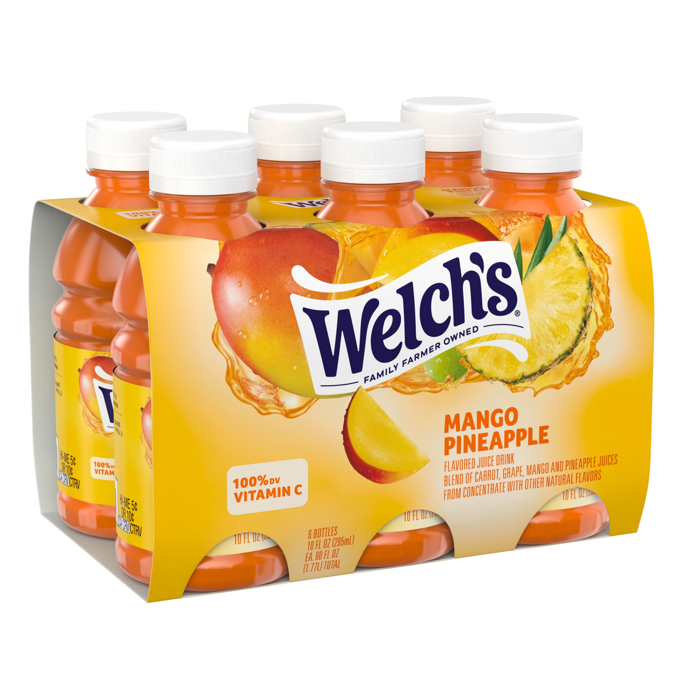 (4 pack) Welch's Mango Pineapple Juice Drink, 10 fl oz On-the-Go Bottle (Pack of 6)