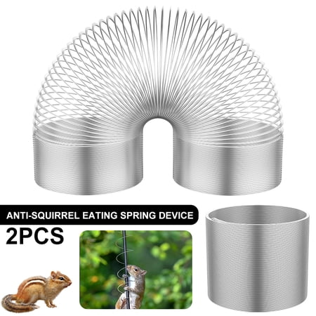 2Pcs Squirrel Proof Spring Squirrel Baffle Metal Spring Device Automatic Squirrel-Proof Rainbow Circle Stretchable Elastic Durable Squirrel Barrier Spring Type Coil for Squirrel