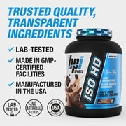 BPI Sports ISO HD Isolate Protein Powder – 100% Whey Isolate, Protein Powder for Muscle Gain - Chocolate Brownie, 4.9 LBS - 70 Servings